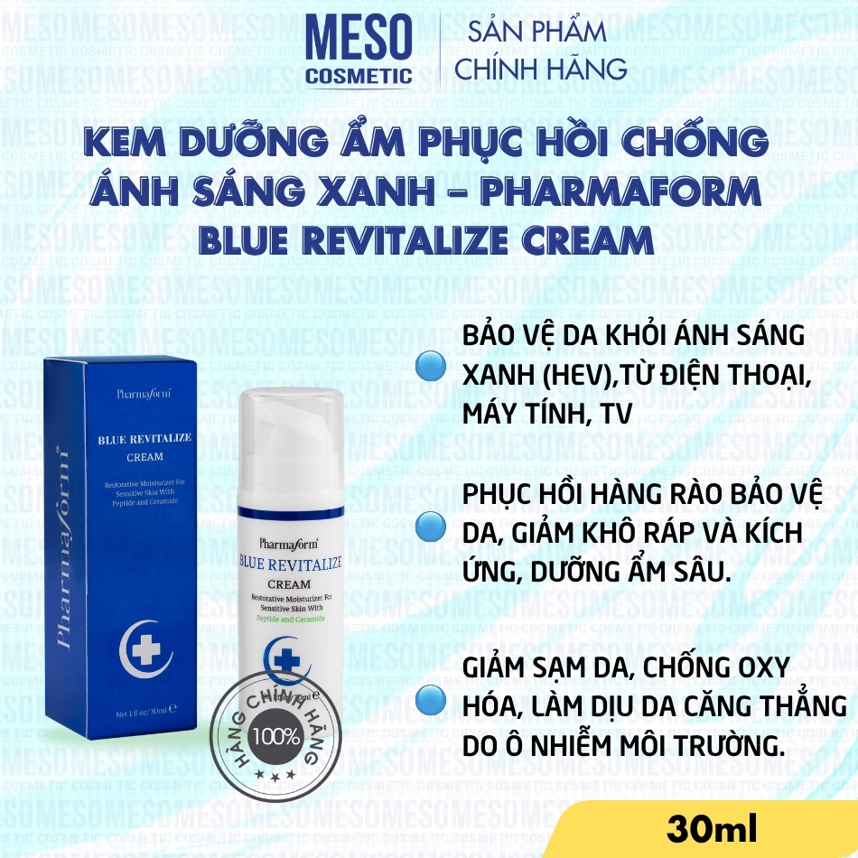 Kem dưỡng ẩm phục hồi chống ánh sáng xanh – Pharmaform Blue Revitalize Cream 30ml